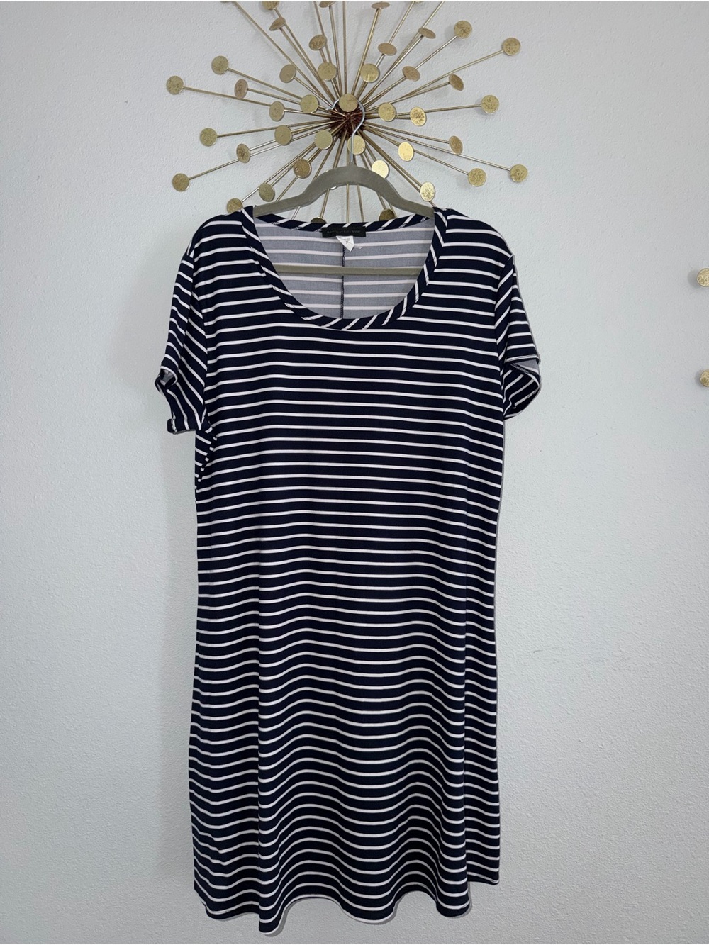 Navy & White Striped Tee Dress